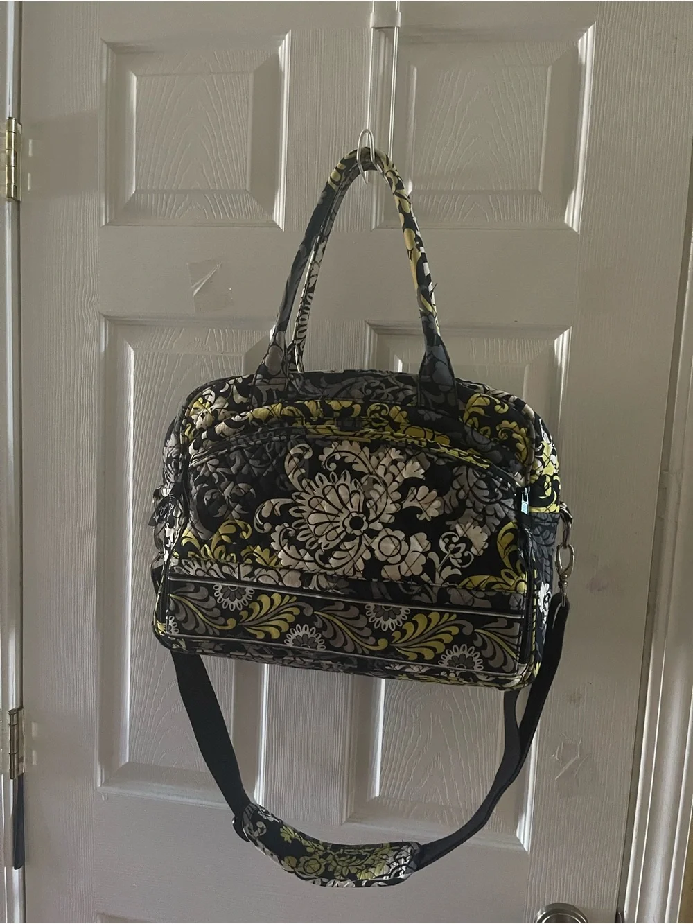 Vera Bradley Quilted Floral - Black & Yellow large laptop bag